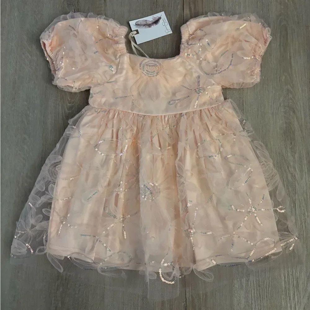 Jessica Simpson Peach Puff Sleeve Dress